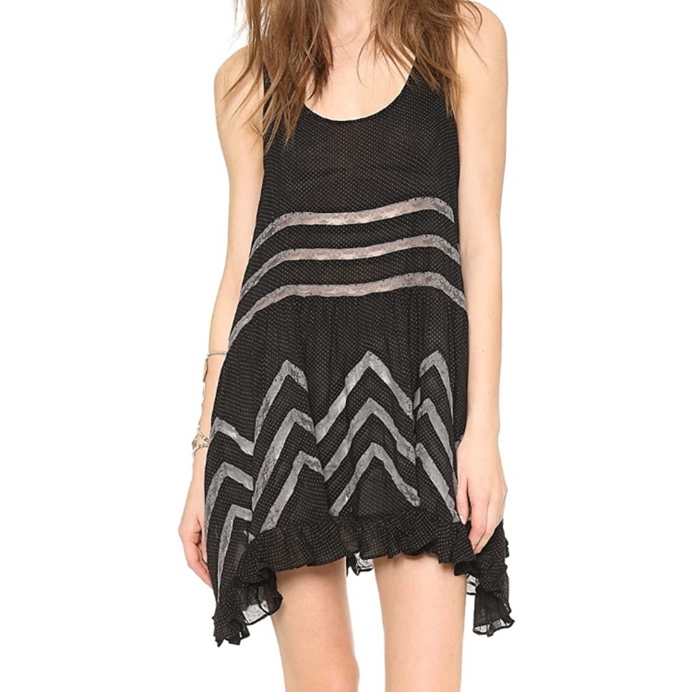 Voile and lace trapeze slip